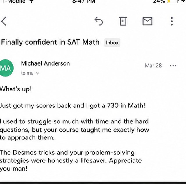 Student email — scored 730 in SAT Math