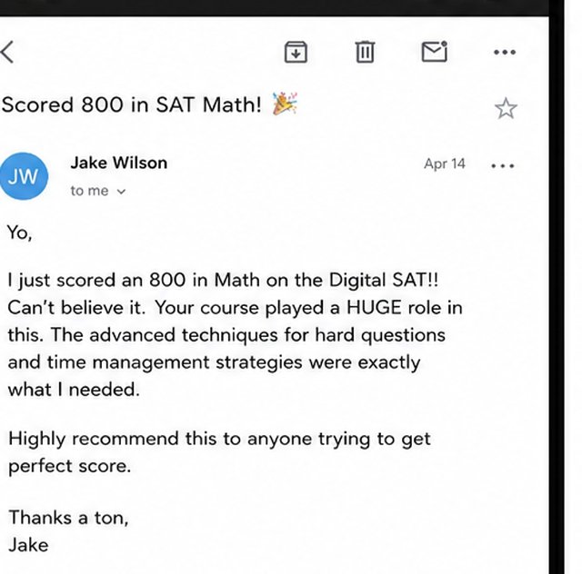 Student email — scored 800 in SAT Math