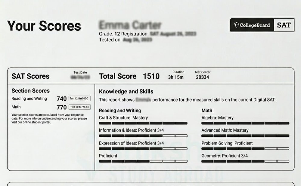 Emma Carter SAT Score Report